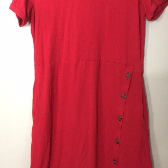 J. Jill cotton blend red shirt dress with side button details size small tall - Picture 3 of 12